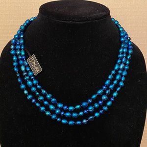 36" Honora Deep Blue Pearl Necklace, NWT